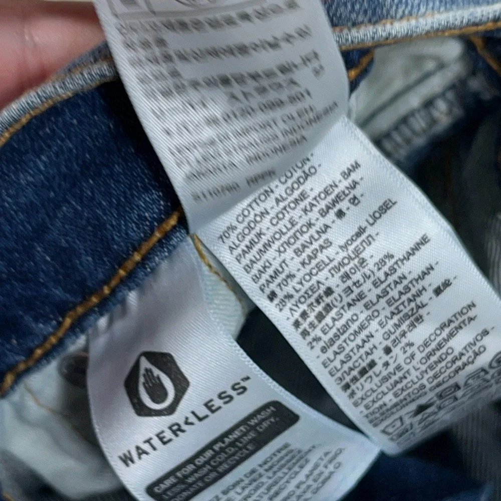Levis 412 Shorts Men 36 Slim Fit Blue Jean Jorts Med Wash Faded Distressed Hole